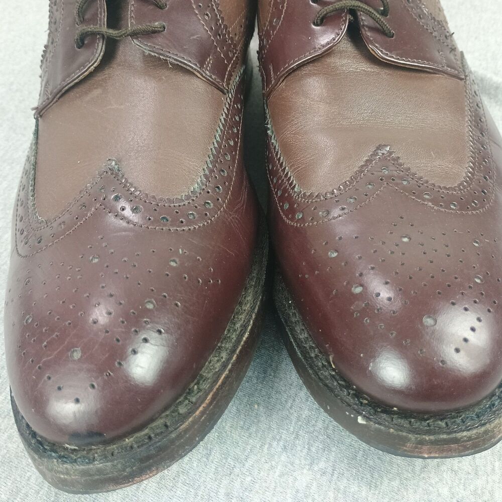 Samuel Windsor‎ Cap Toe Brogue  Shoes Sz 10.5 Brown Leather Lace Up Wingtip - Picture 2 of 8
